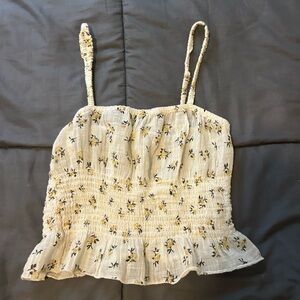 La Hearts Yellow Floral Smocked Tank Top